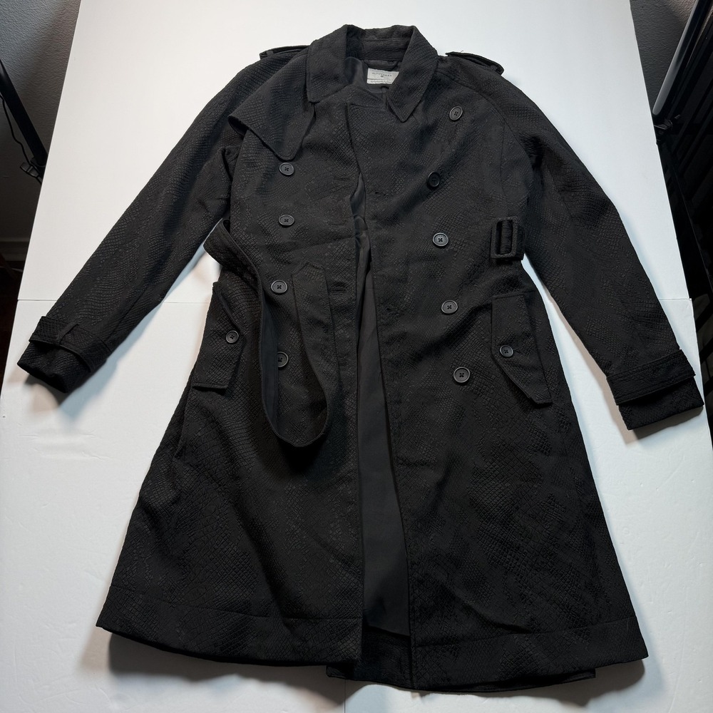 Altuzarra for Target Coat Womens‎ Medium Black Trench Double Breasted Jacquard